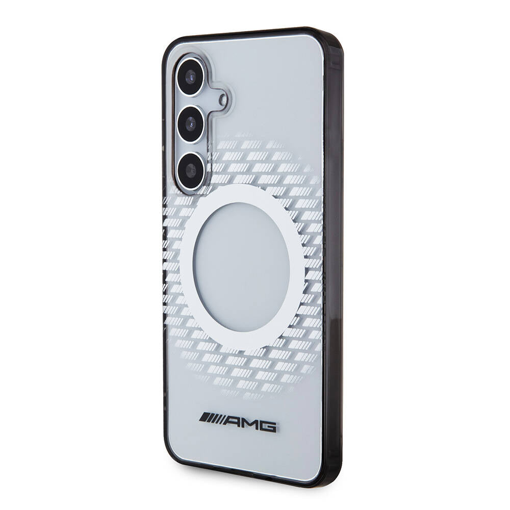 Galaxy S24 Case AMG Original Licensed M-safe Charging Feature Rhombus Patterned Transparent Cover Colorless