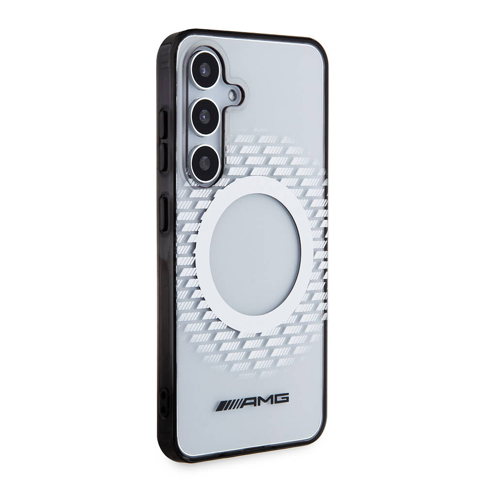 Galaxy S24 Case AMG Original Licensed M-safe Charging Feature Rhombus Patterned Transparent Cover Colorless