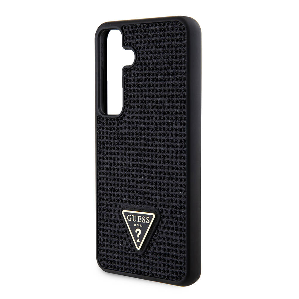 Galaxy S24 Case Guess Original Licensed Stone Back Surface Triangle Logo Cover Pink