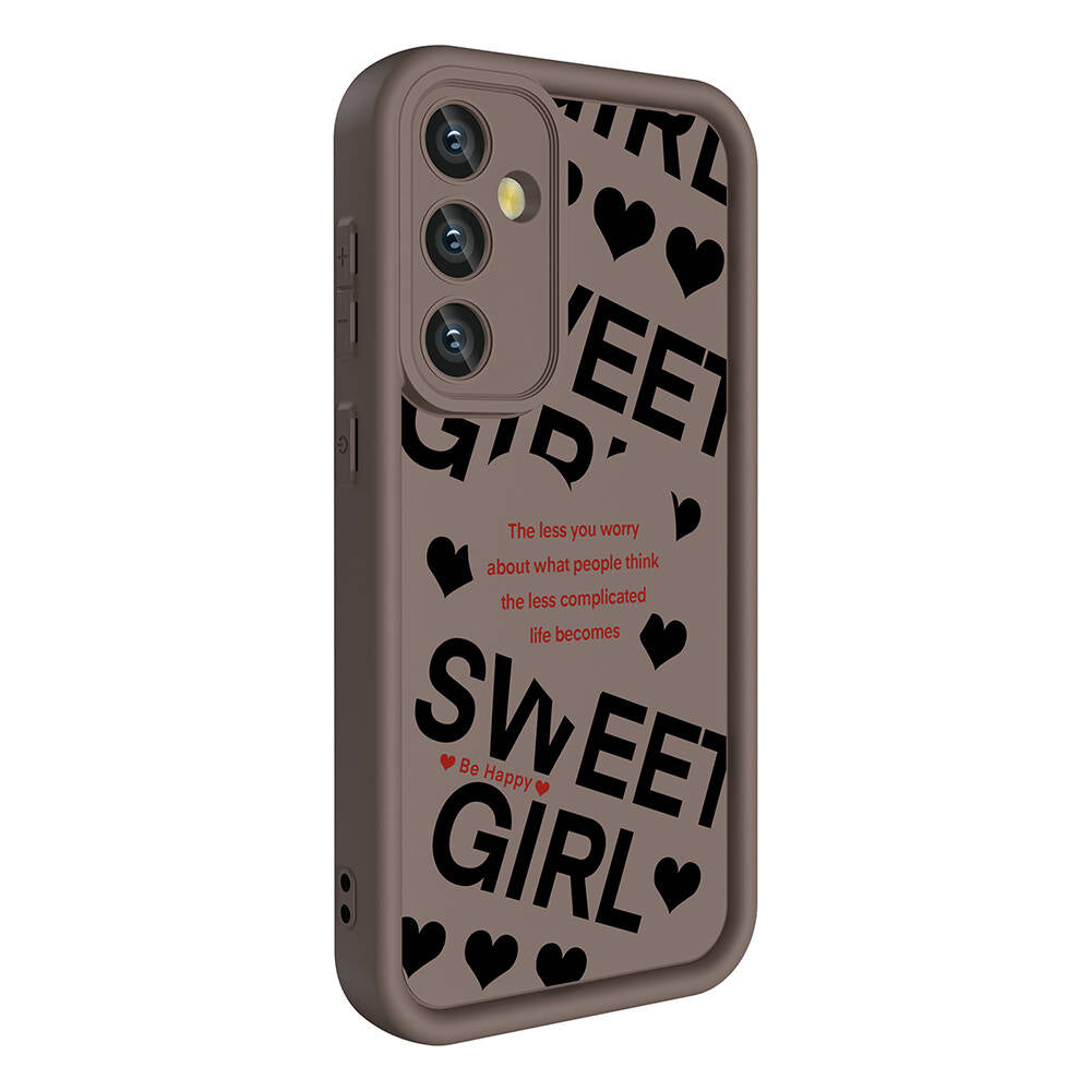 Galaxy S24 Case Camera Protection Printed Back Surface Zore Classy Cover Black