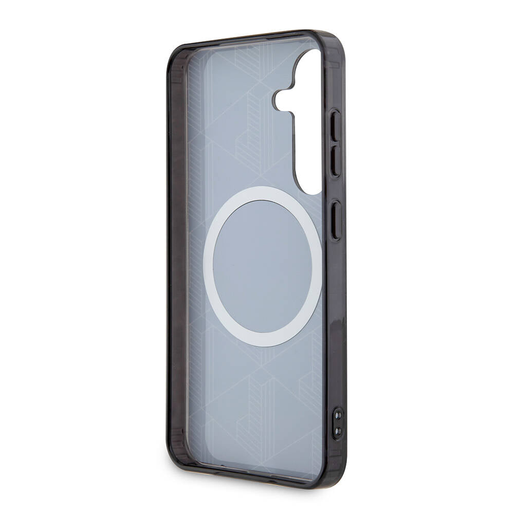 Galaxy S24 Case Lacoste Original Licensed M-Safe Charging Feature Dual Layer Crocodile Logo Blend Monogram Cover Black