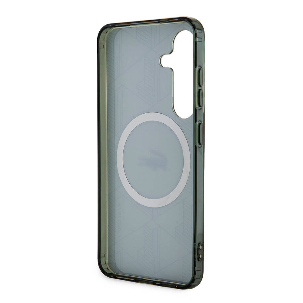 Galaxy S24 Case Lacoste Original Licensed M-safe Charging Feature Dual Layer Crocodile Logo Blend Monogram Cover Khaki