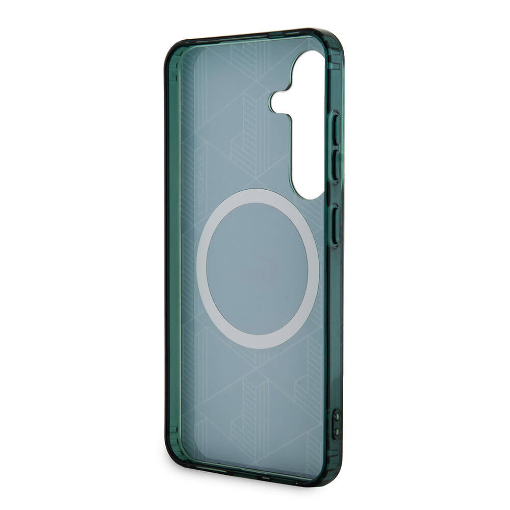 Galaxy S24 Case Lacoste Original Licensed M-Safe Charging Feature Dual Layer Crocodile Logo Blend Monogram Cover Black