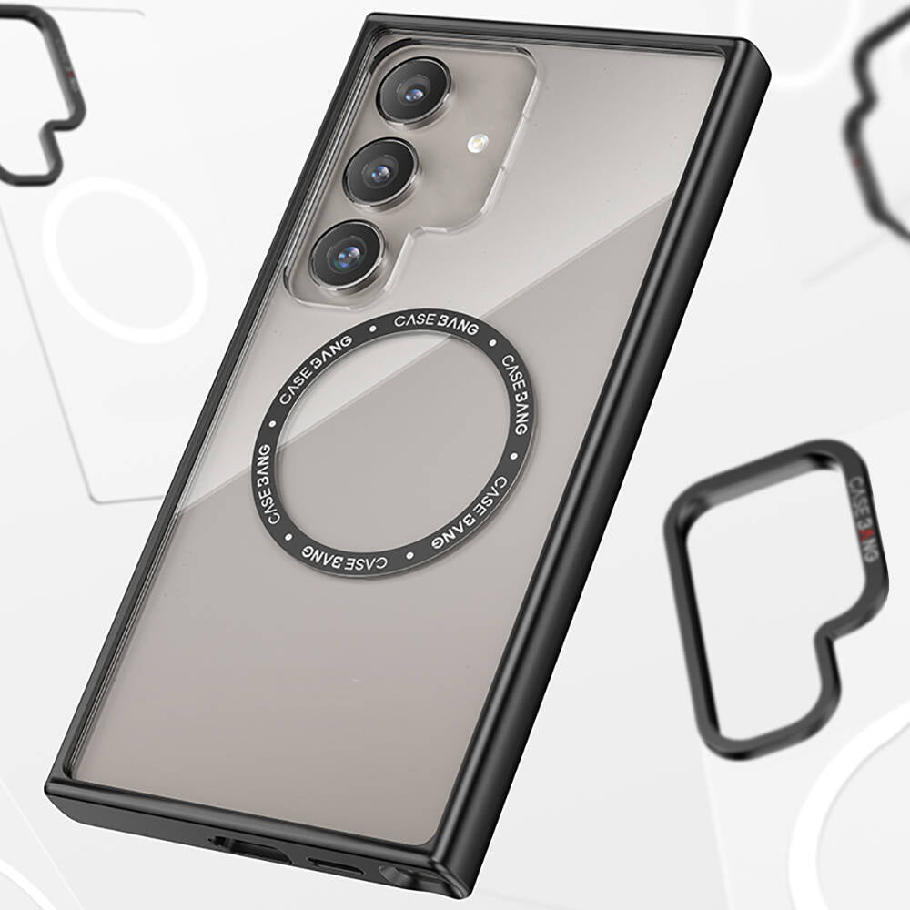 Galaxy S24 Kılıf M-safe Şarj Özellikli Casebang Body Frame Kapak Siyah