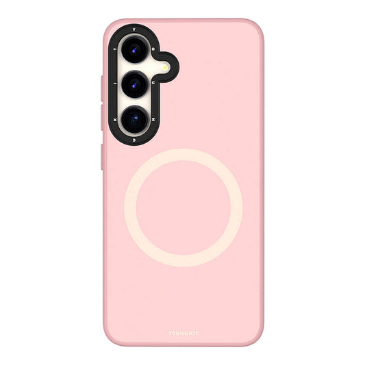 Galaxy S24 Kılıf M-safe Şarj Özellikli Çizilmeye Ve Aşınmaya Dayanıklı Youngkit Velvet Serisi Kapak Pembe