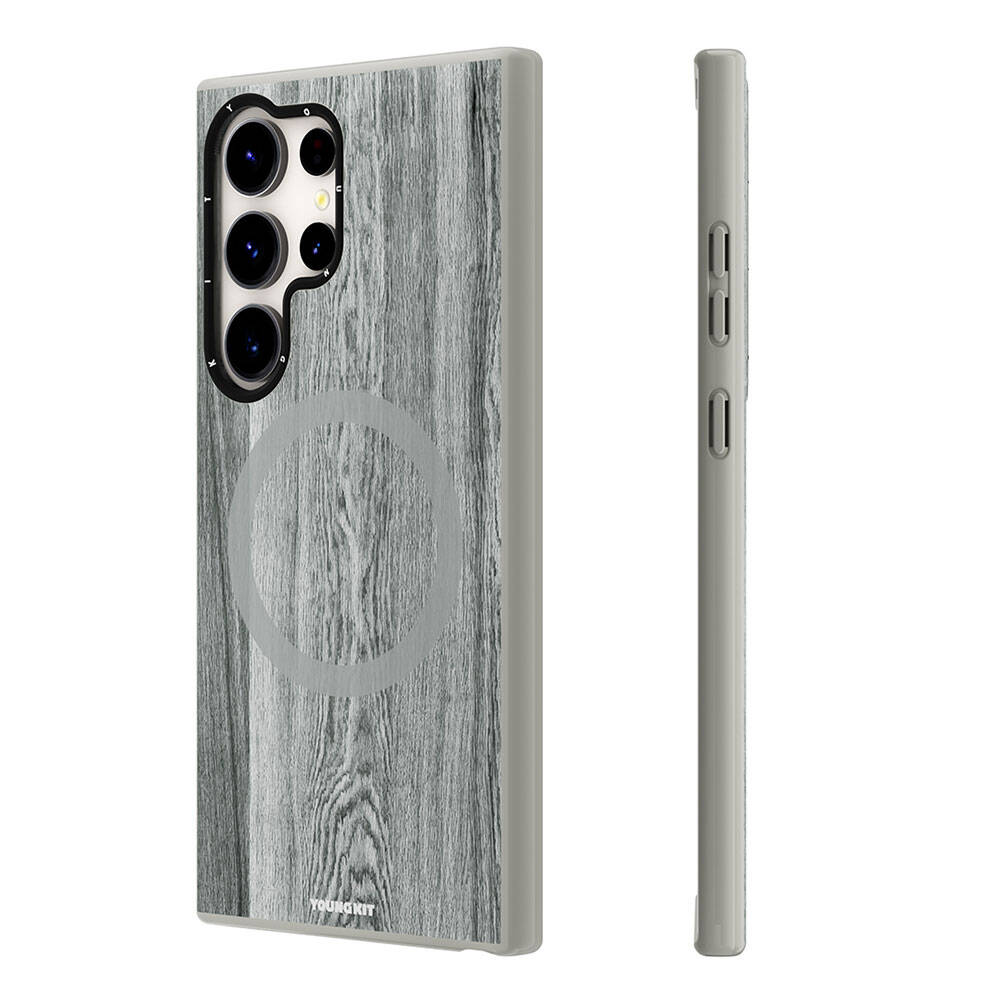 Galaxy S24 Ultra Case M-safe Charging Feature Yellowing Resistant Youngkit Wood Forest Series Cover Black