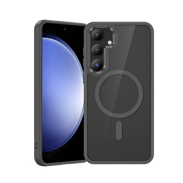 Galaxy S24 Kılıf M-safe Şarj Özellikli Şeffaf Arka Yüzey Benks MagClap TPU Çerçeve Kapak Mavi