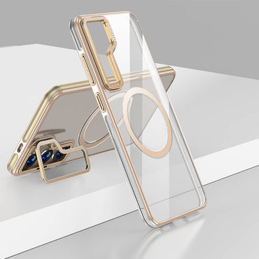 Galaxy S24 Kılıf M-safe Şarj Özellikli Wlons Standlı Efsane Kapak Gold