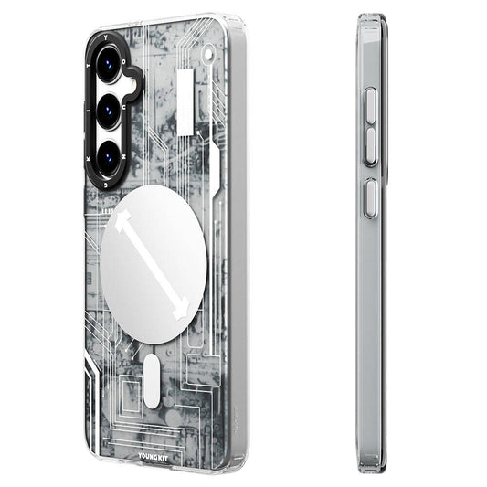 Galaxy S24 Kılıf M-safe Şarj Özellikli YoungKit Technology Serisi Kapak Beyaz