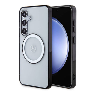 Galaxy S24 Kılıf Mercedes Benz Orjinal Lisanslı M-safe Şarj Özellikli PC TPU Transparan Black Ring Kapak Renksiz