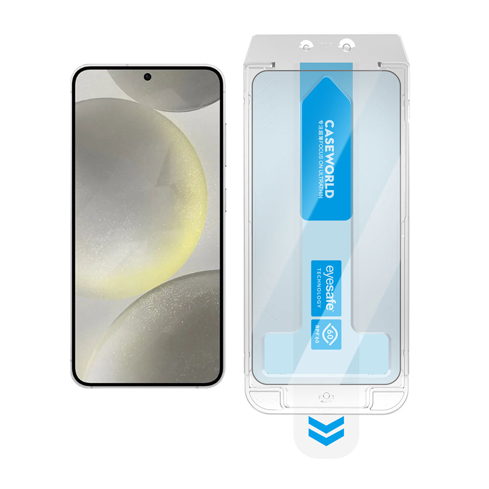 Galaxy S24 Plus CaseWorld Applicator Series 2.5D Eyesafe Blue Light Technology 0.25mm Tempered Glass Screen Protector + Application Tool Transparent