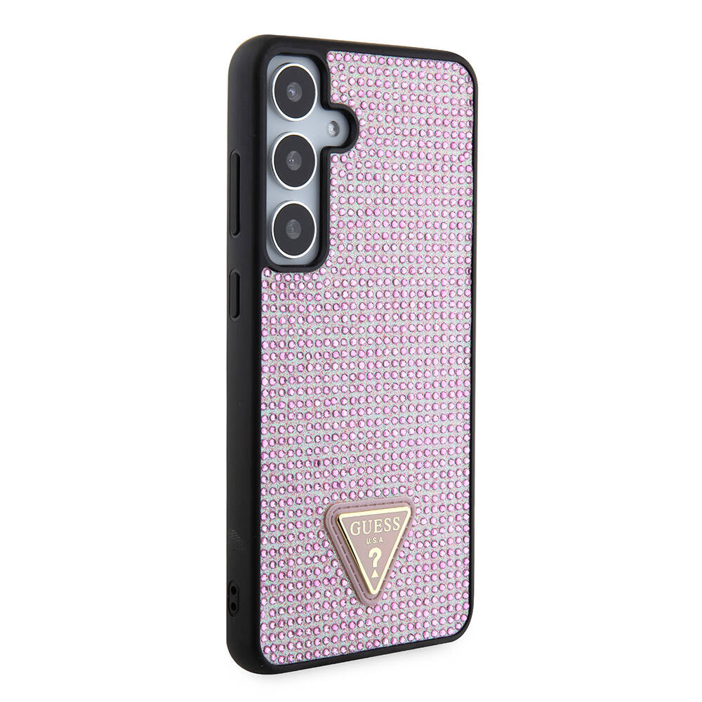 Galaxy S24 Plus Case Guess Original Licensed Stone Back Surface Triangle Logo Cover Black