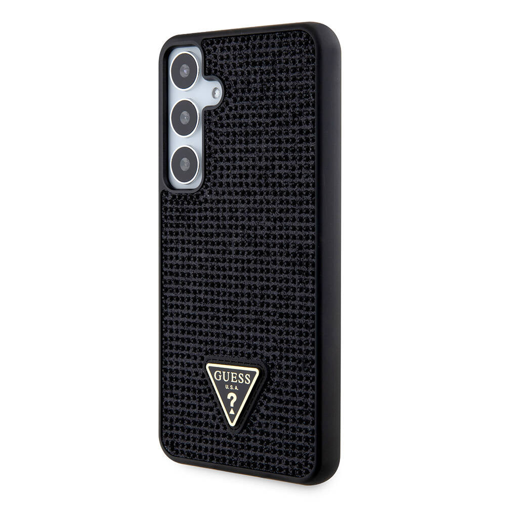 Galaxy S24 Plus Case Guess Original Licensed Stone Back Surface Triangle Logo Cover Pink