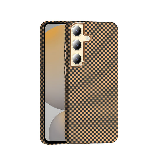 Galaxy S24 Plus Kılıf M-safe Şarj Özellikli Karbon Fiber Görünümlü Zore Gros Kapak Desert Titanyum