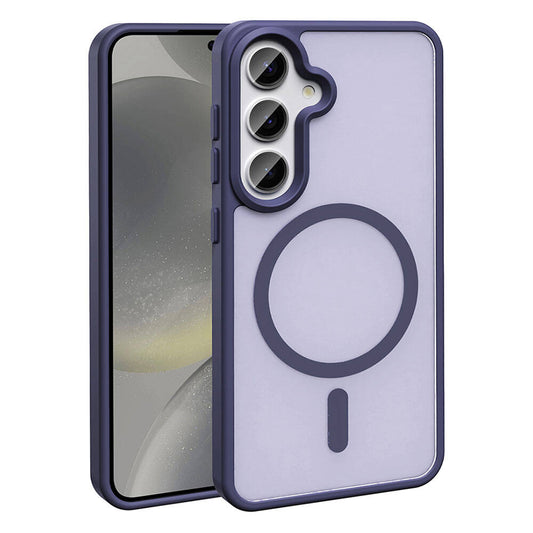 Galaxy S24 Plus Kılıf M-safe Şarj Özellikli Mat Arka Yüzey Zore Sio Kapak Koyu Mor