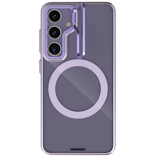 Galaxy S24 Plus Kılıf M-safe Şarj Özellikli Sararma Önleyici Youngkit Crystal Grid Kapak Mor