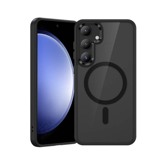 Galaxy S24 Plus Kılıf M-safe Şarj Özellikli Şeffaf Arka Yüzey Benks MagClap TPU Çerçeve Kapak Siyah