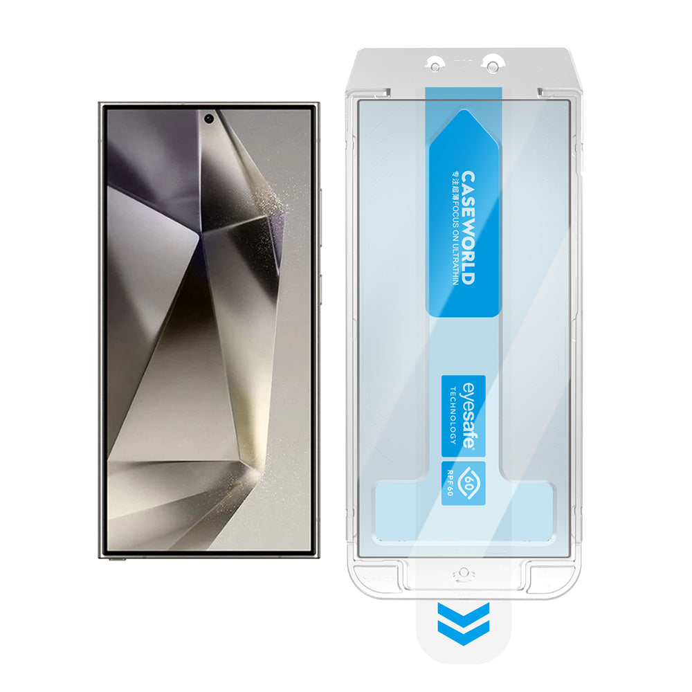 Galaxy S24 Ultra CaseWorld Applicator Series 2.5D Eyesafe Blue Light Technology 0.25mm Tempered Glass Screen Protector + Application Tool Transparent