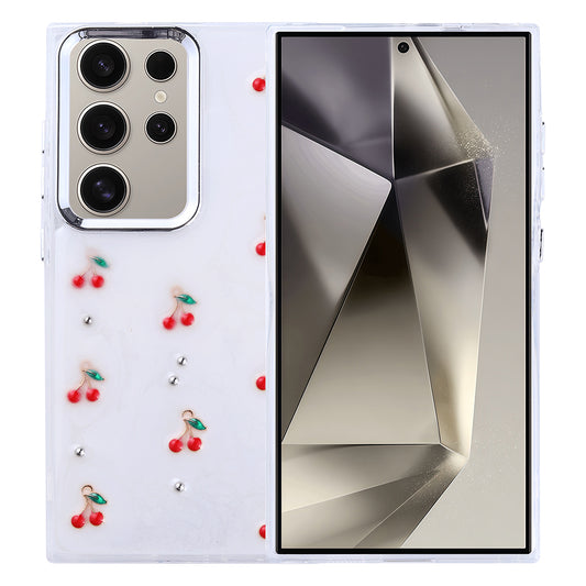 Galaxy S24 Ultra Case Airbag Design Glitter Transparent Zore Polar Cover Cherry