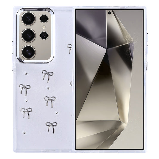 Galaxy S24 Ultra Case Airbag Design Glitter Transparent Zore Polar Cover Bow