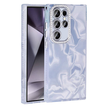 Galaxy S24 Ultra Airbag Case Shiny Stone Detail Design Zore Esila Cover Pink