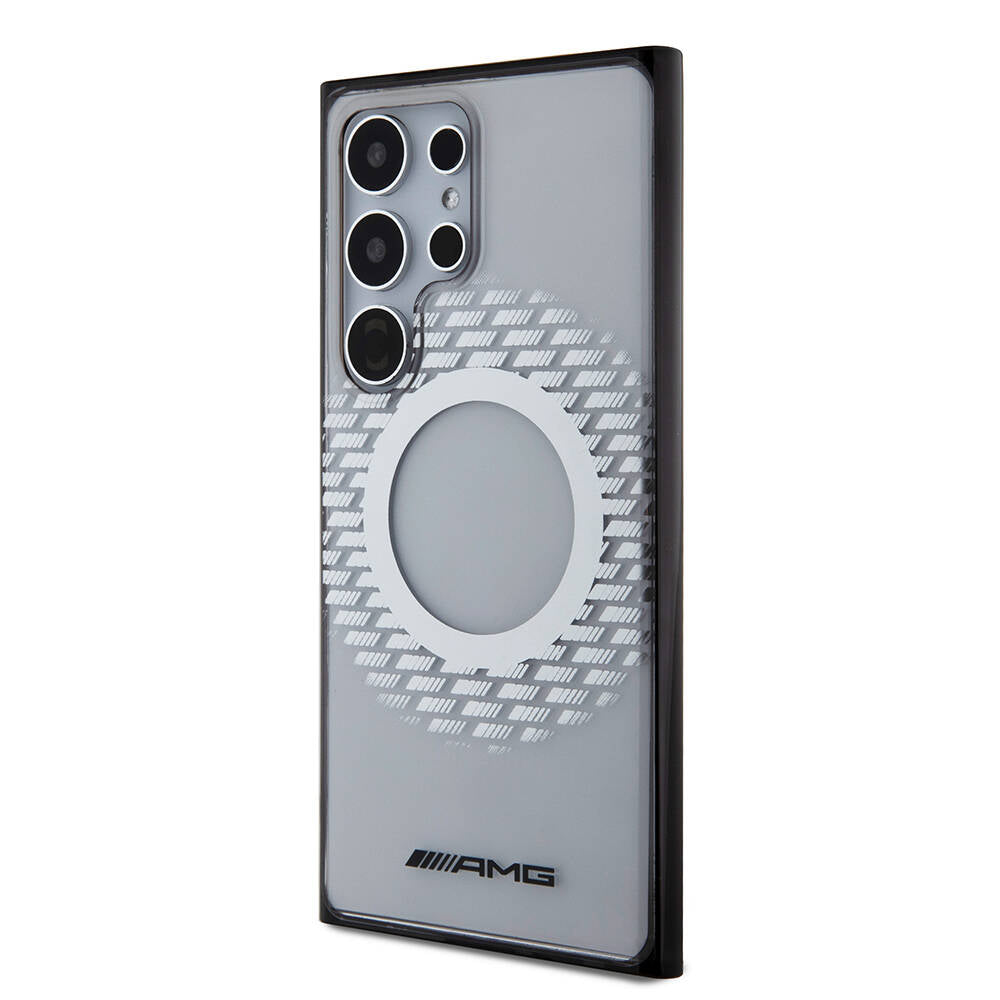 Galaxy S24 Ultra Case AMG Original Licensed M-safe Charging Feature Rhombus Patterned Transparent Cover Colorless