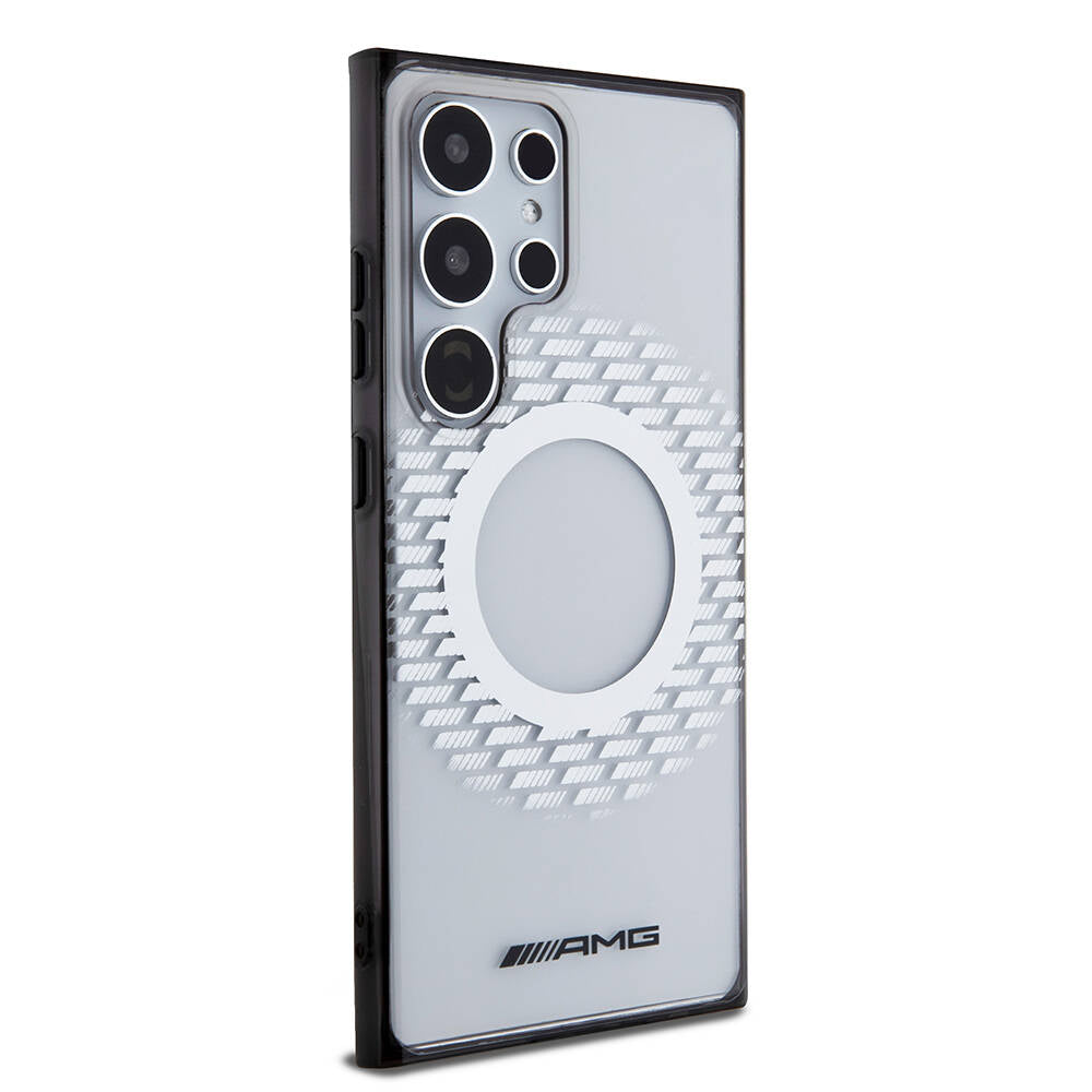 Galaxy S24 Ultra Case AMG Original Licensed M-safe Charging Feature Rhombus Patterned Transparent Cover Colorless