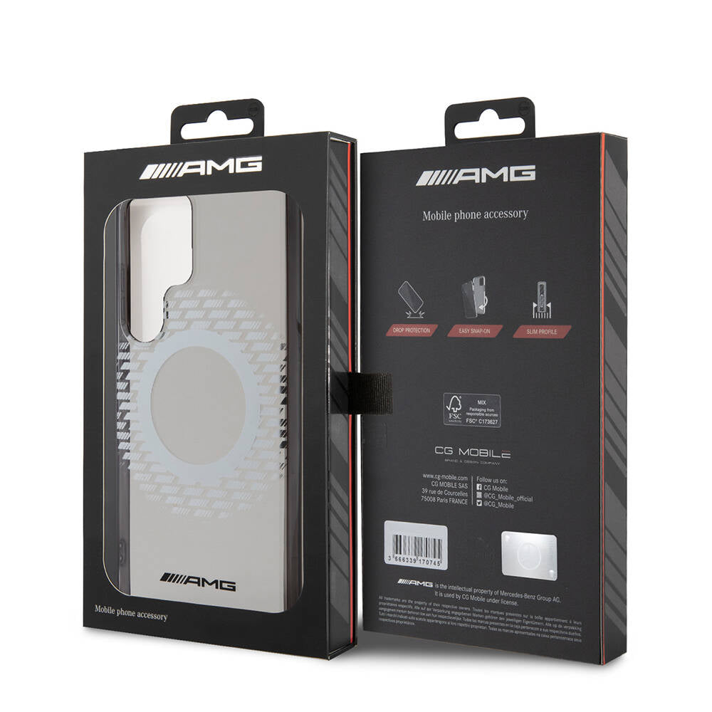 Galaxy S24 Ultra Case AMG Original Licensed M-safe Charging Feature Rhombus Patterned Transparent Cover Colorless