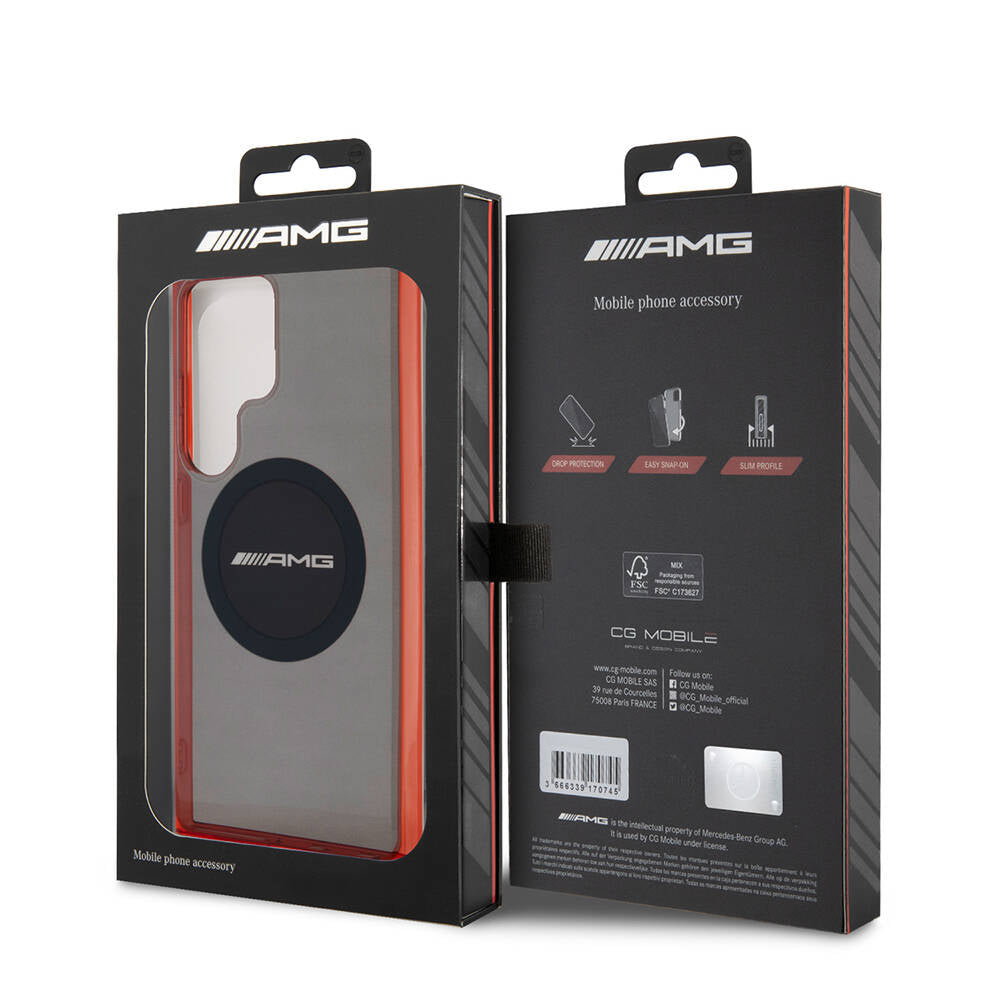 Galaxy S24 Ultra Case AMG Original Licensed M-safe Charging Transparent Timeless Cover Black