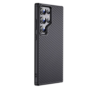Galaxy S24 Ultra Kılıf Aramid Karbon Fiber M-safe Özellikli Wlons Radison Kapak Siyah
