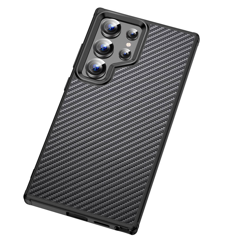 Galaxy S24 Ultra Kılıf Aramid Karbon Fiber M-safe Özellikli Wlons Radison Kapak Siyah