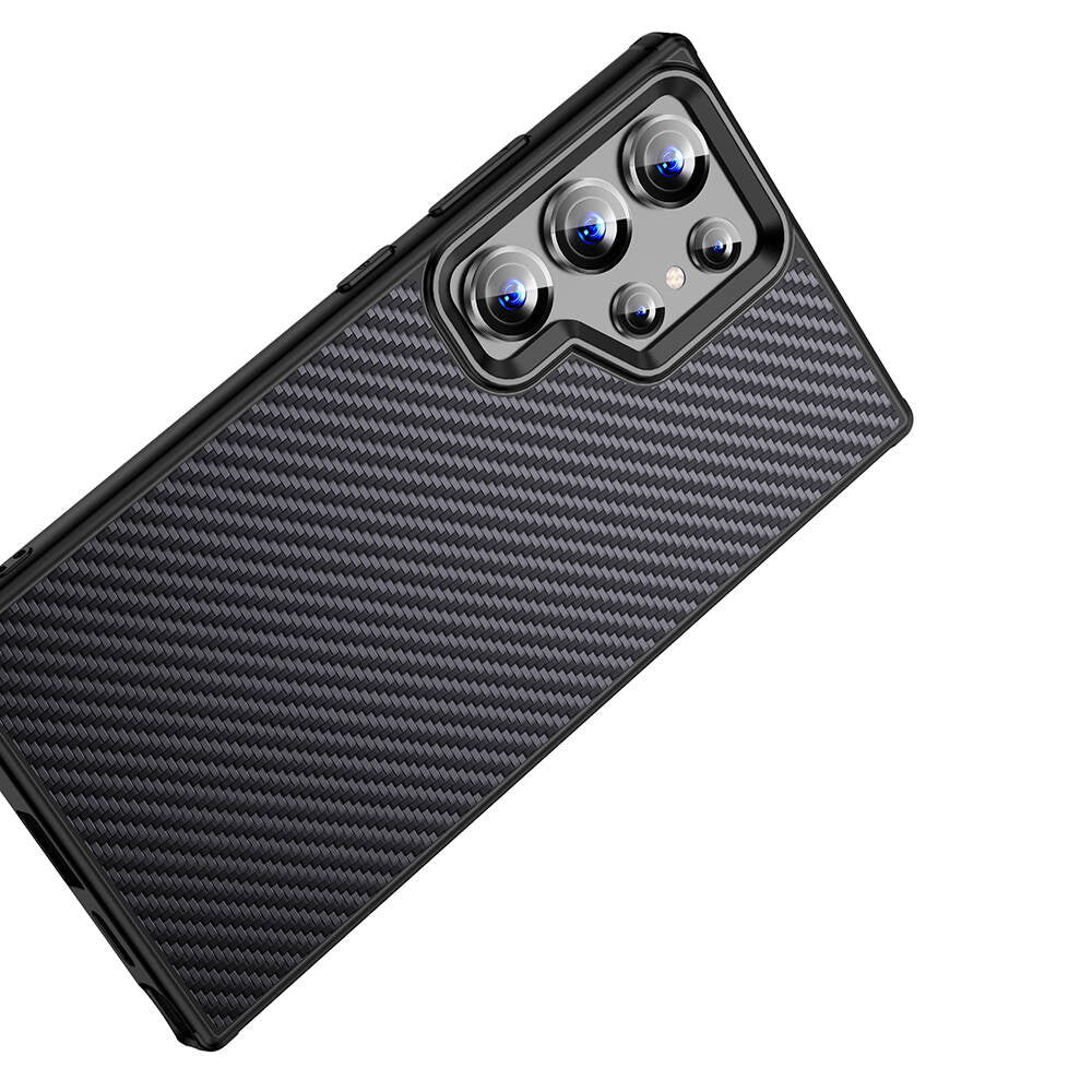 Galaxy S24 Ultra Kılıf Aramid Karbon Fiber M-safe Özellikli Wlons Radison Kapak Siyah