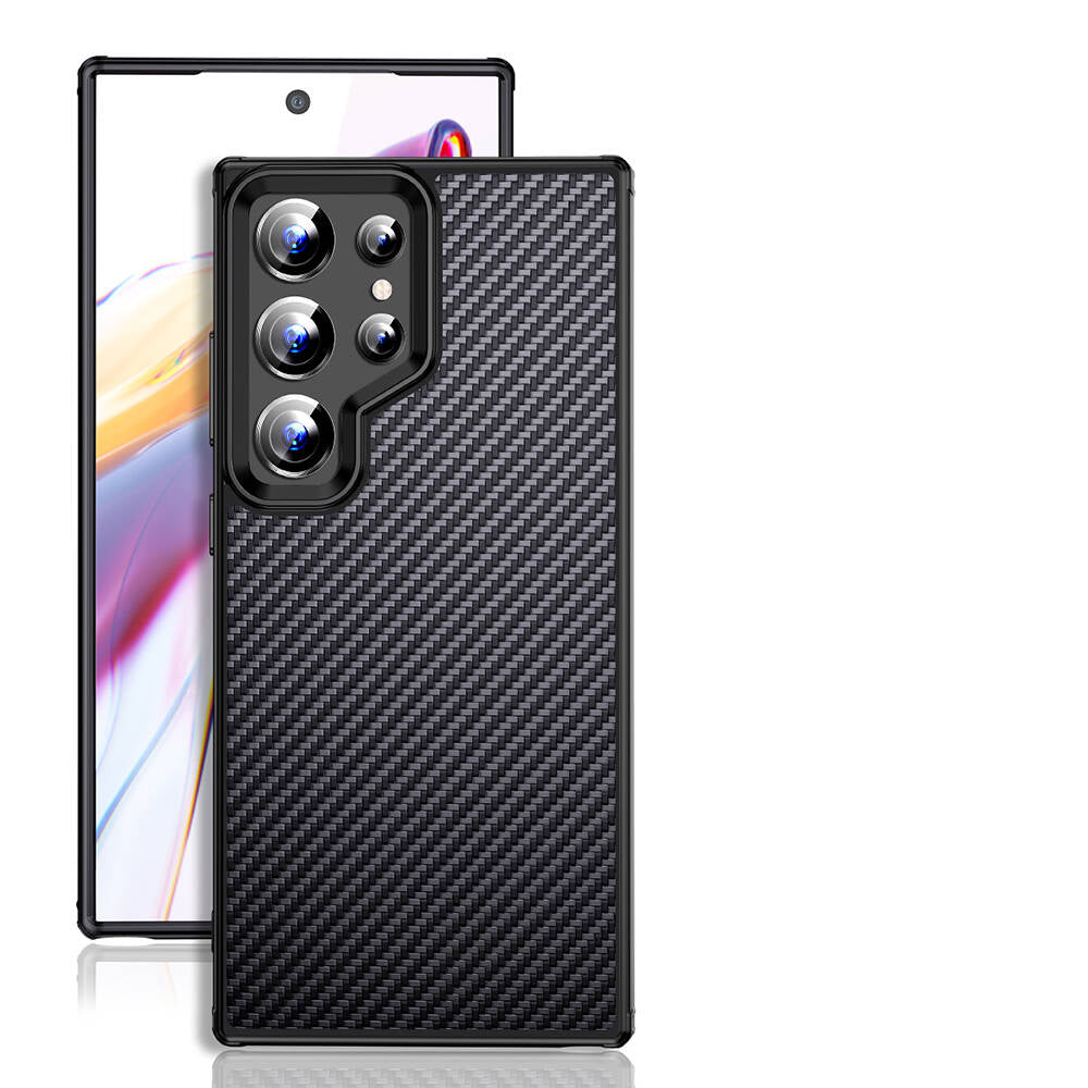 Galaxy S24 Ultra Kılıf Aramid Karbon Fiber M-safe Özellikli Wlons Radison Kapak Siyah