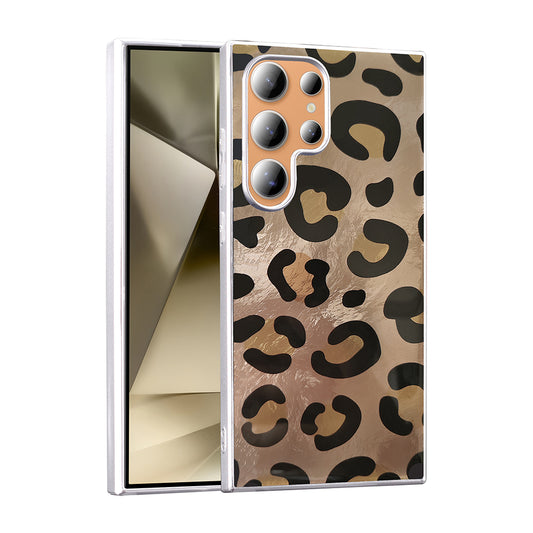 Galaxy S24 Ultra Kılıf Desenli Zore Mep Kapak Gold Leopar