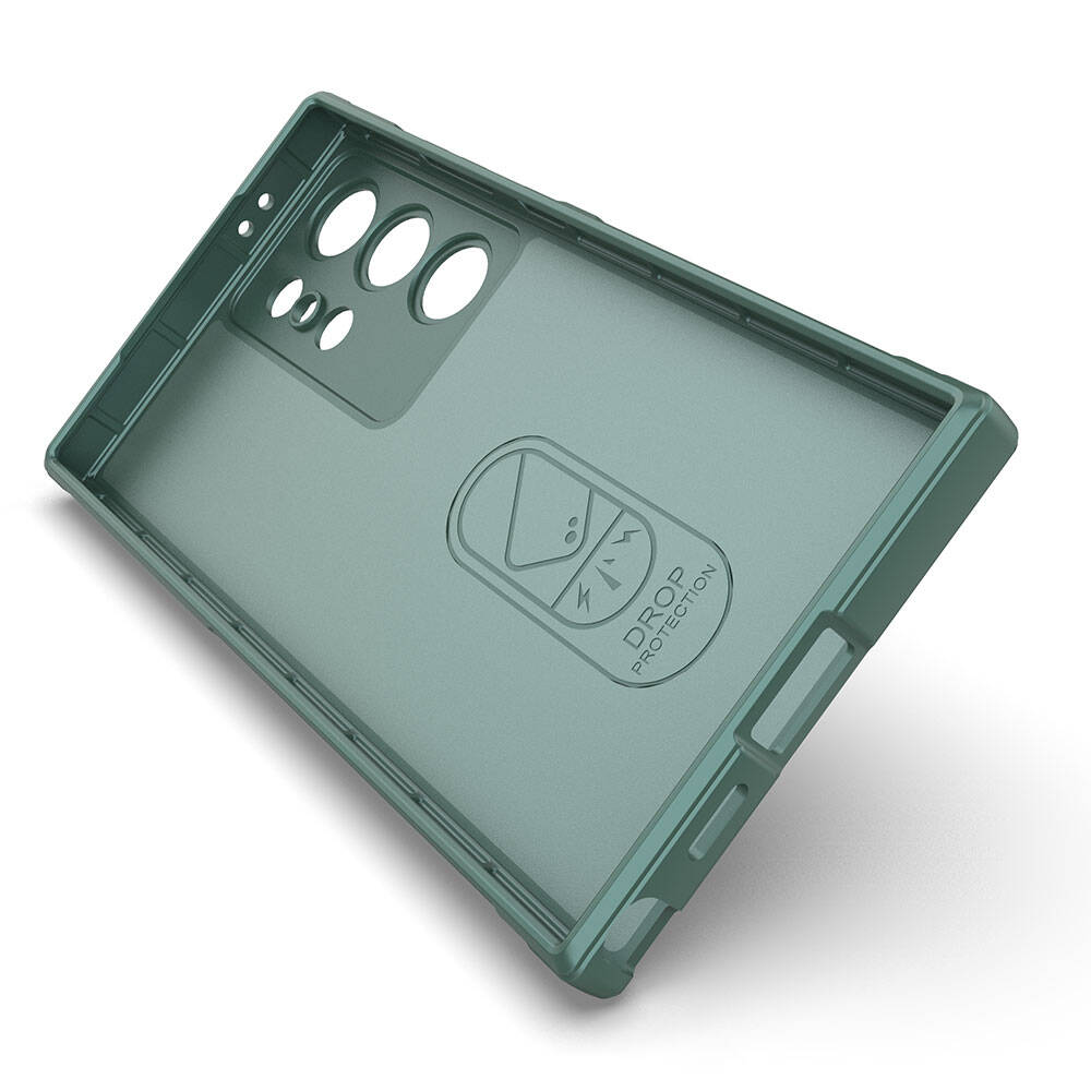 Galaxy S24 Ultra Case Flexible TPU Hollow Back Surface Design Zore Ethnic Silicone Cover Dark Green
