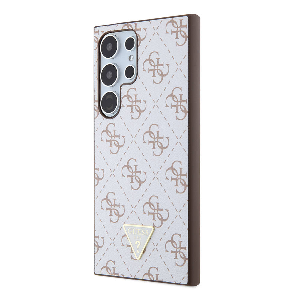 Galaxy S24 Ultra Case Guess Original Licensed PU Triangle Logo 4G Patterned Cover Black