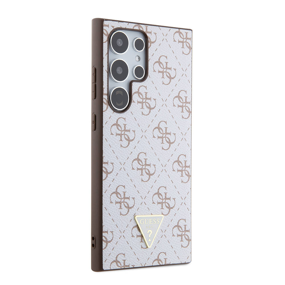 Galaxy S24 Ultra Case Guess Original Licensed PU Triangle Logo 4G Patterned Cover Black