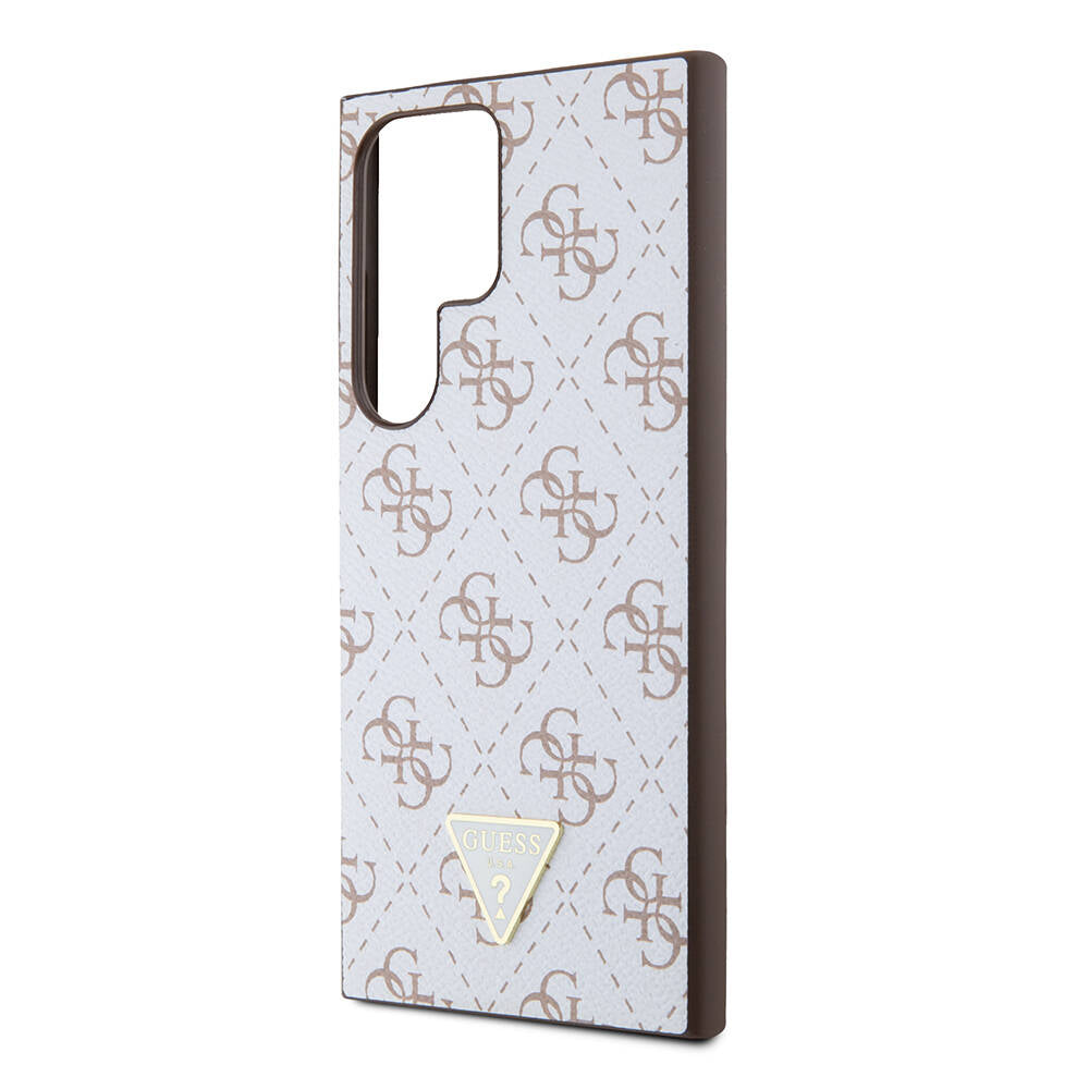 Galaxy S24 Ultra Case Guess Original Licensed PU Triangle Logo 4G Patterned Cover Black