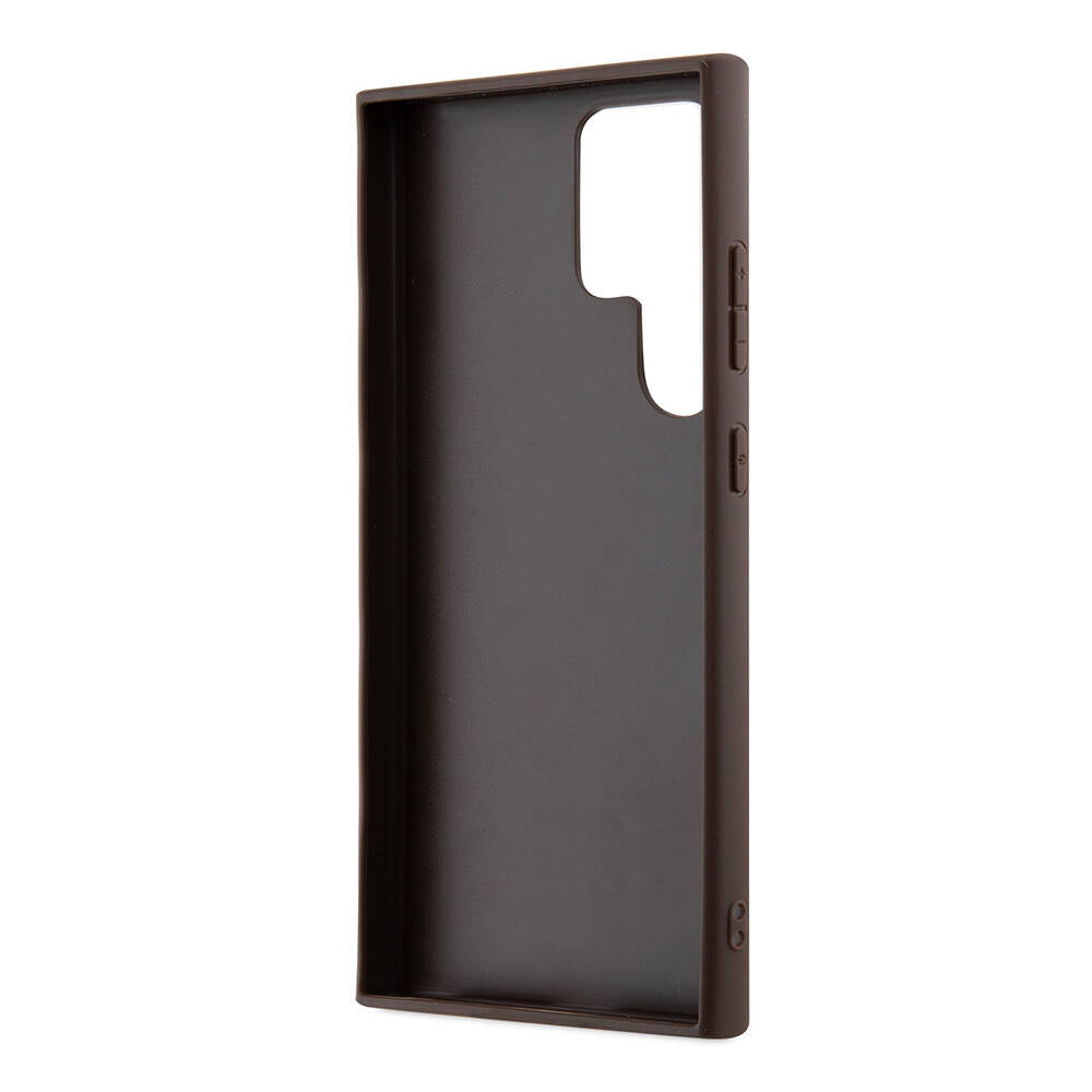 Galaxy S24 Ultra Case Guess Original Licensed PU Triangle Logo 4G Patterned Cover Black