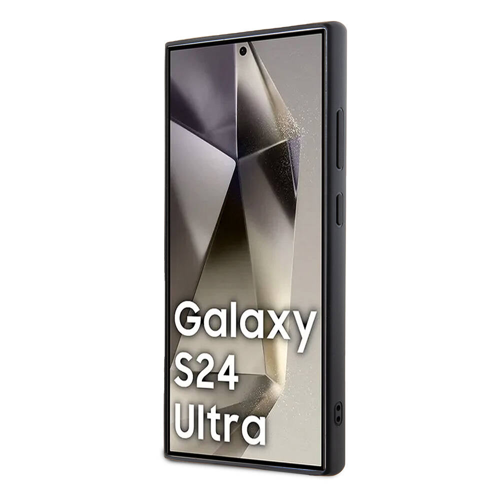 Galaxy S24 Ultra Case Guess Original Licensed Stone Back Surface Triangle Logo Cover Black
