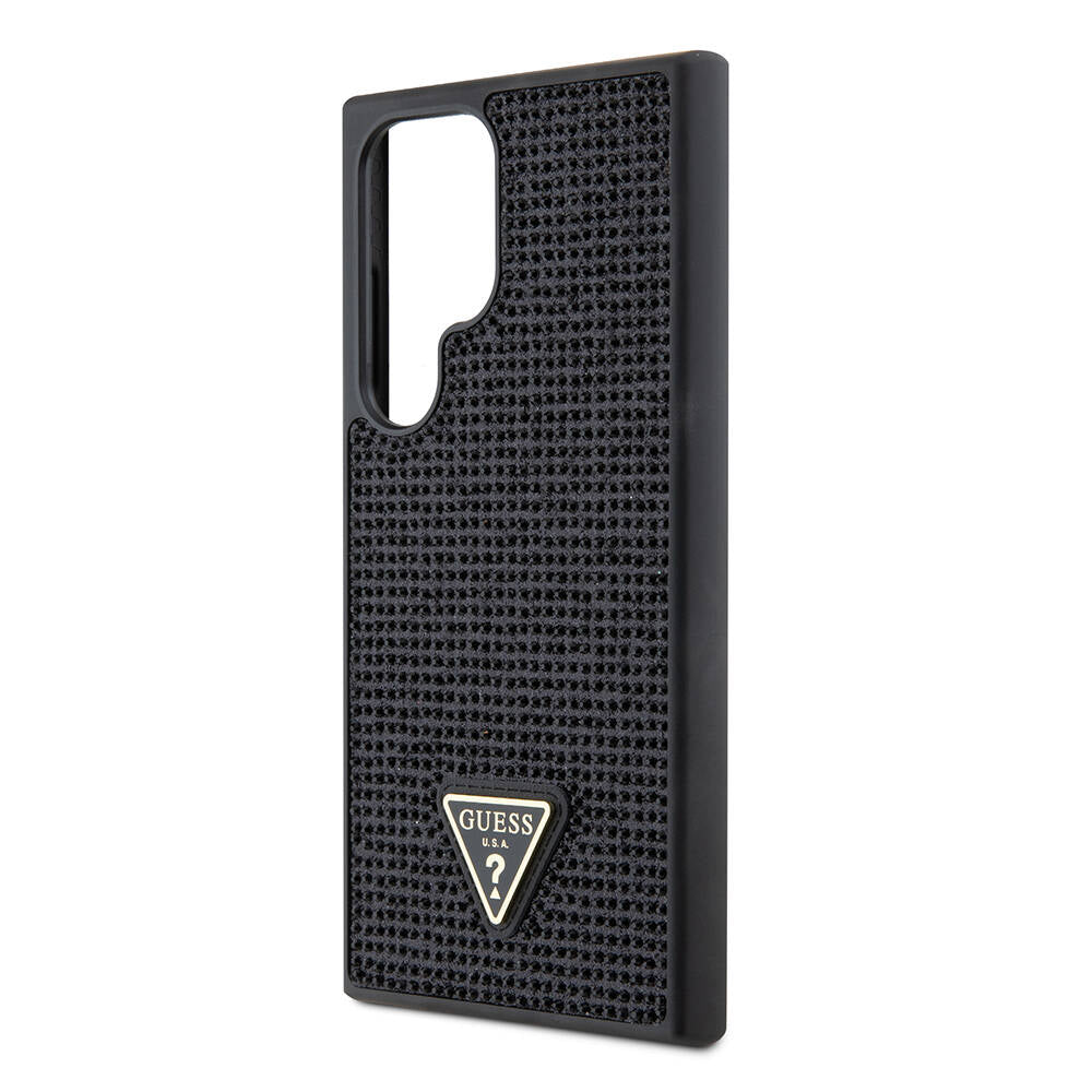 Galaxy S24 Ultra Case Guess Original Licensed Stone Back Surface Triangle Logo Cover Black