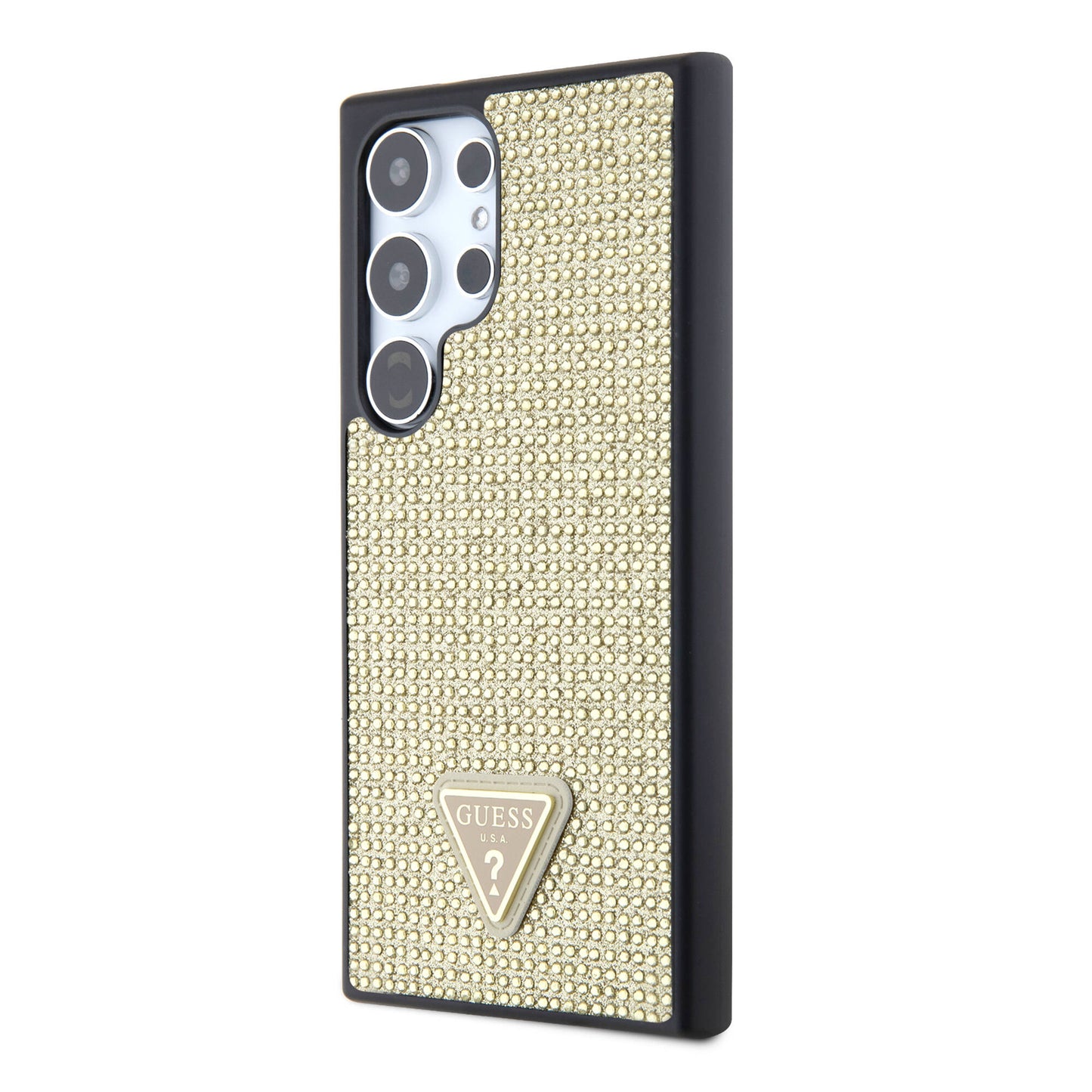 Galaxy S24 Ultra Case Guess Original Licensed Stone Back Surface Triangle Logo Cover Black