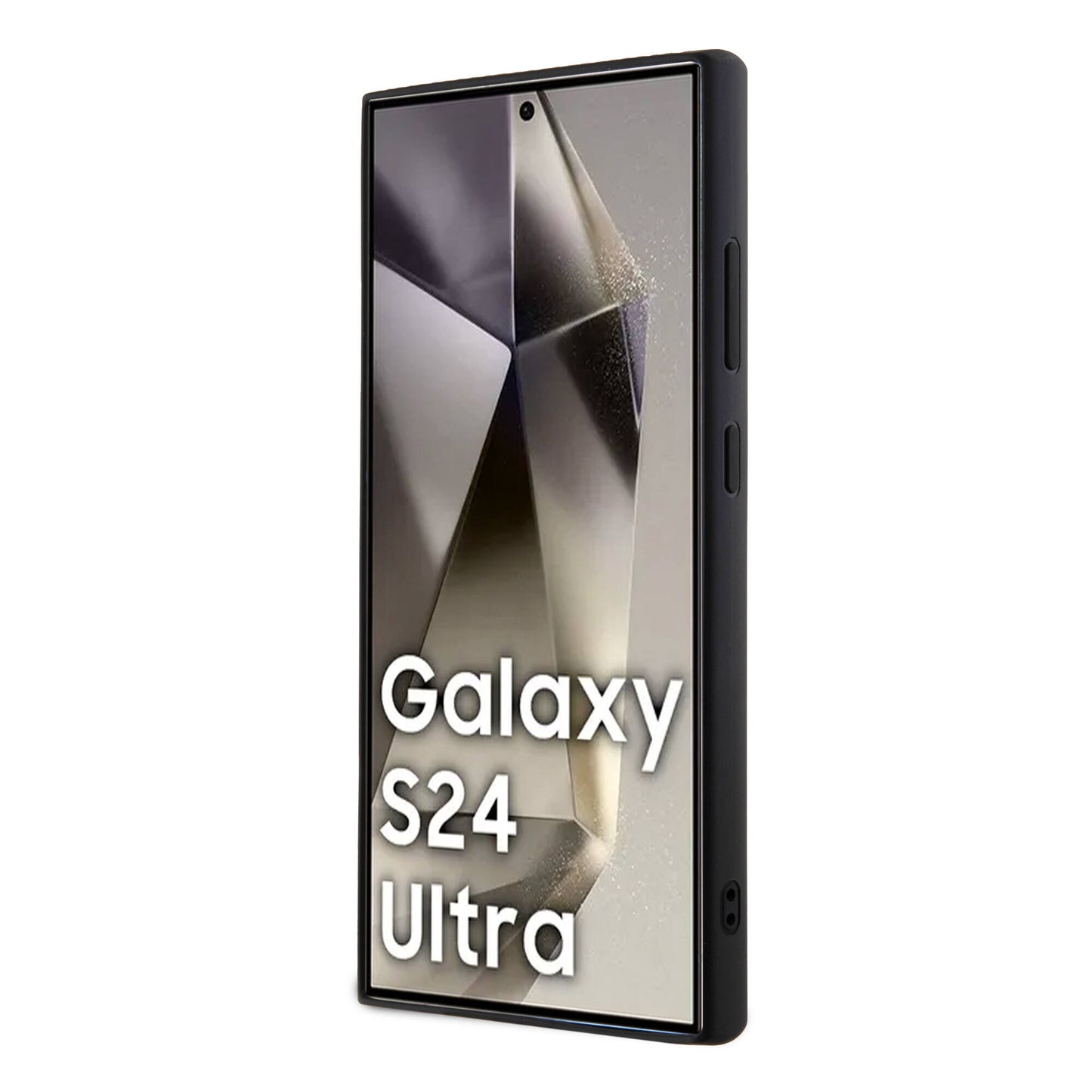 Galaxy S24 Ultra Case Guess Original Licensed Stone Back Surface Triangle Logo Cover Black