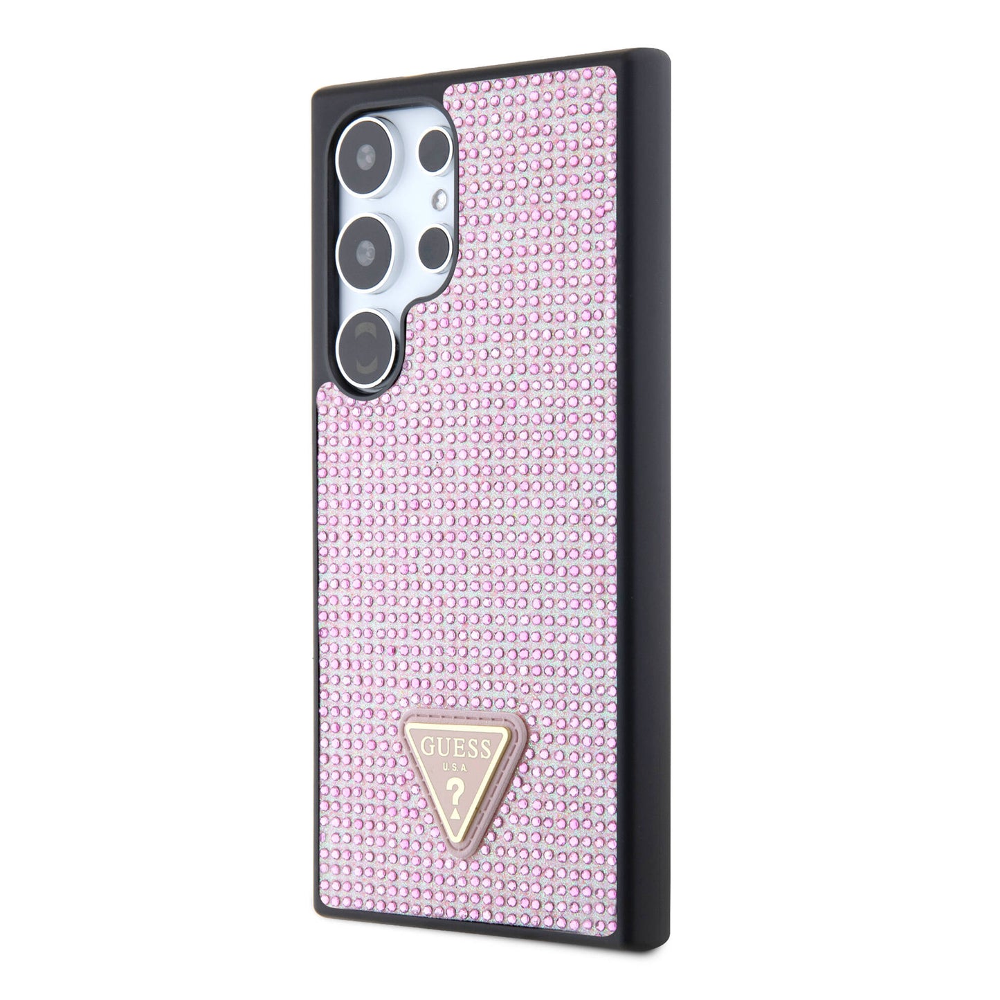 Galaxy S24 Ultra Case Guess Original Licensed Stone Back Surface Triangle Logo Cover Black
