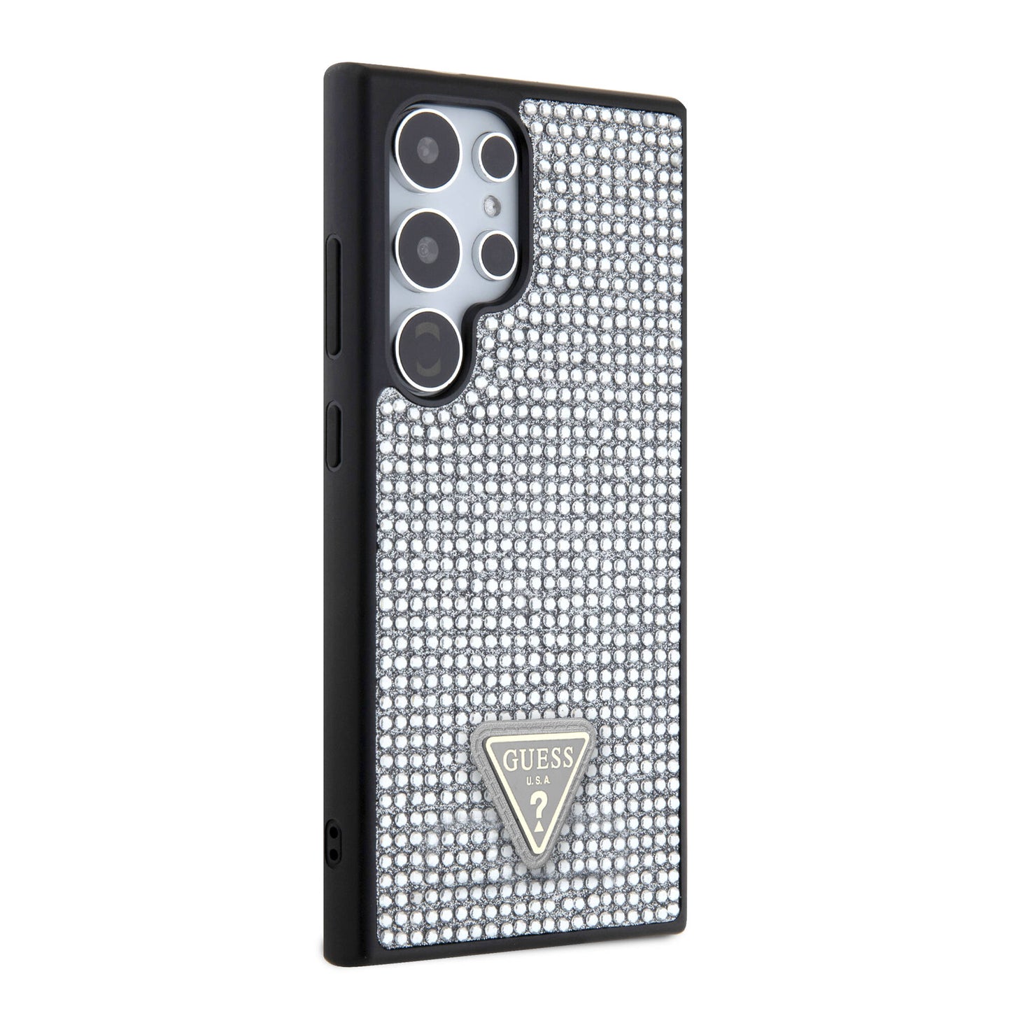Galaxy S24 Ultra Case Guess Original Licensed Stone Back Surface Triangle Logo Cover Black