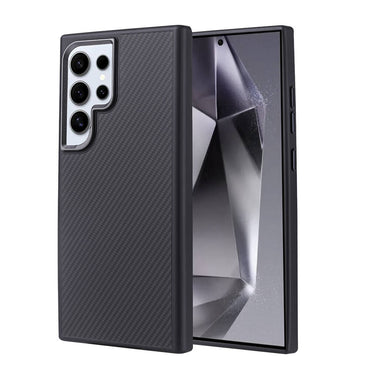 Galaxy S24 Ultra Kılıf M-safe Şarj Özellikli Karbon Fiber Görünümlü Zore Troy Kapak