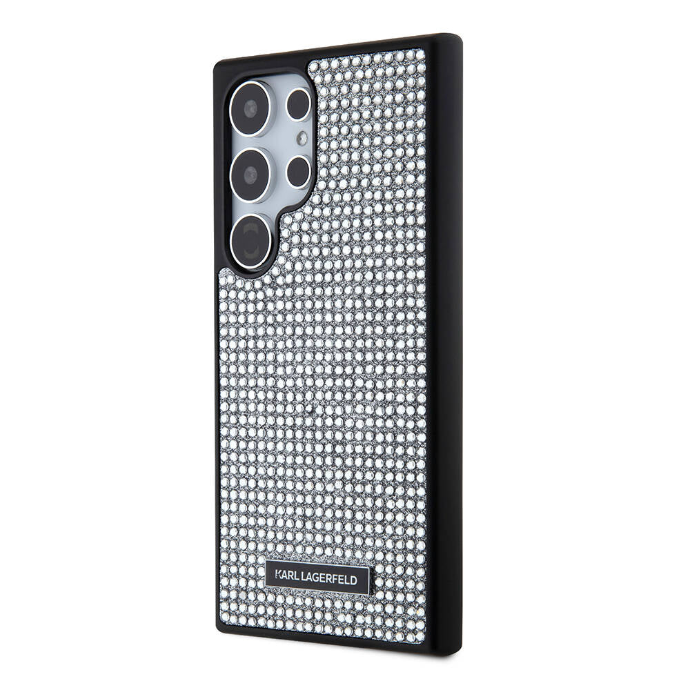 Galaxy S24 Ultra Case Karl Lagerfeld Stone Metal Logo Original Licensed Cover Black