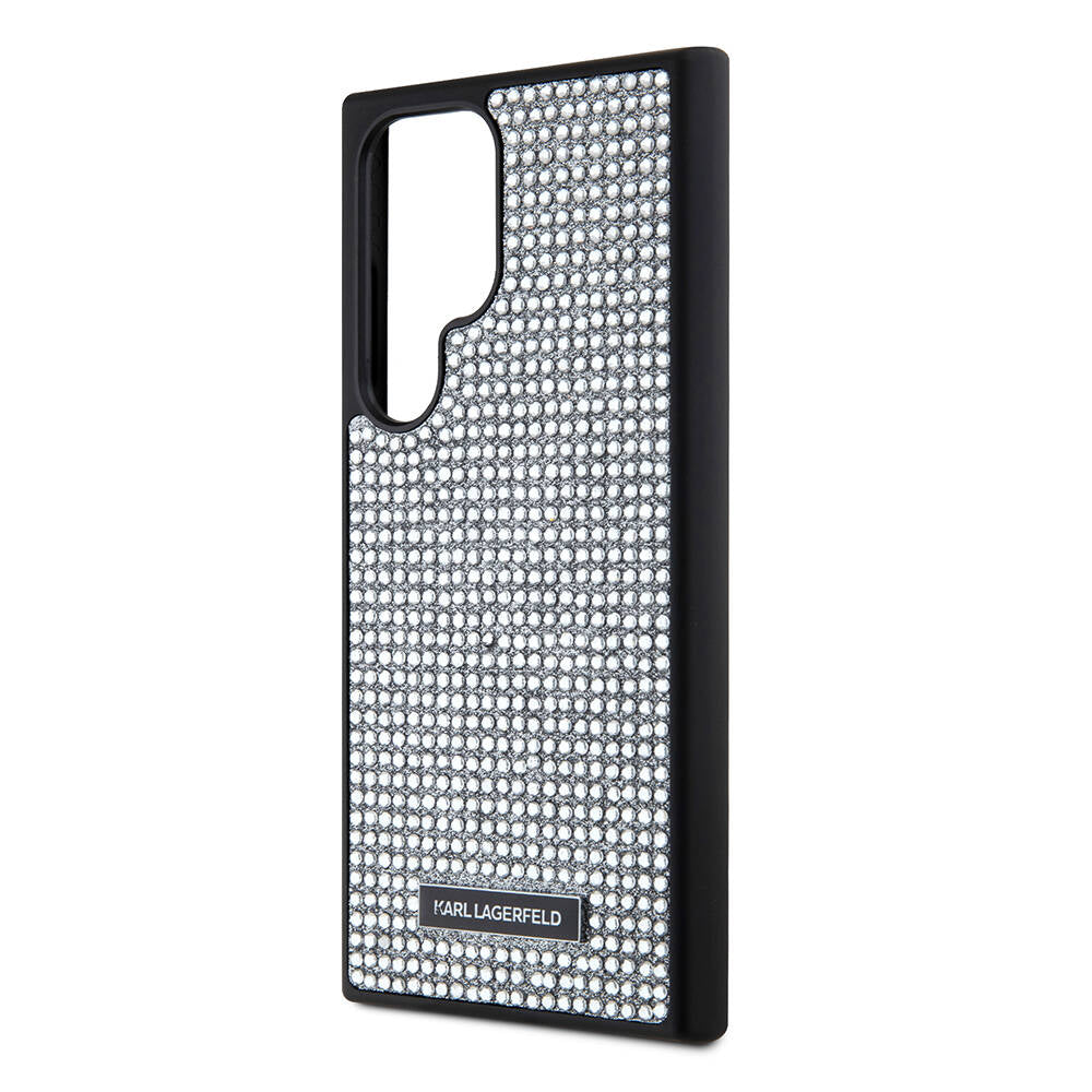 Galaxy S24 Ultra Case Karl Lagerfeld Stone Metal Logo Original Licensed Cover Black