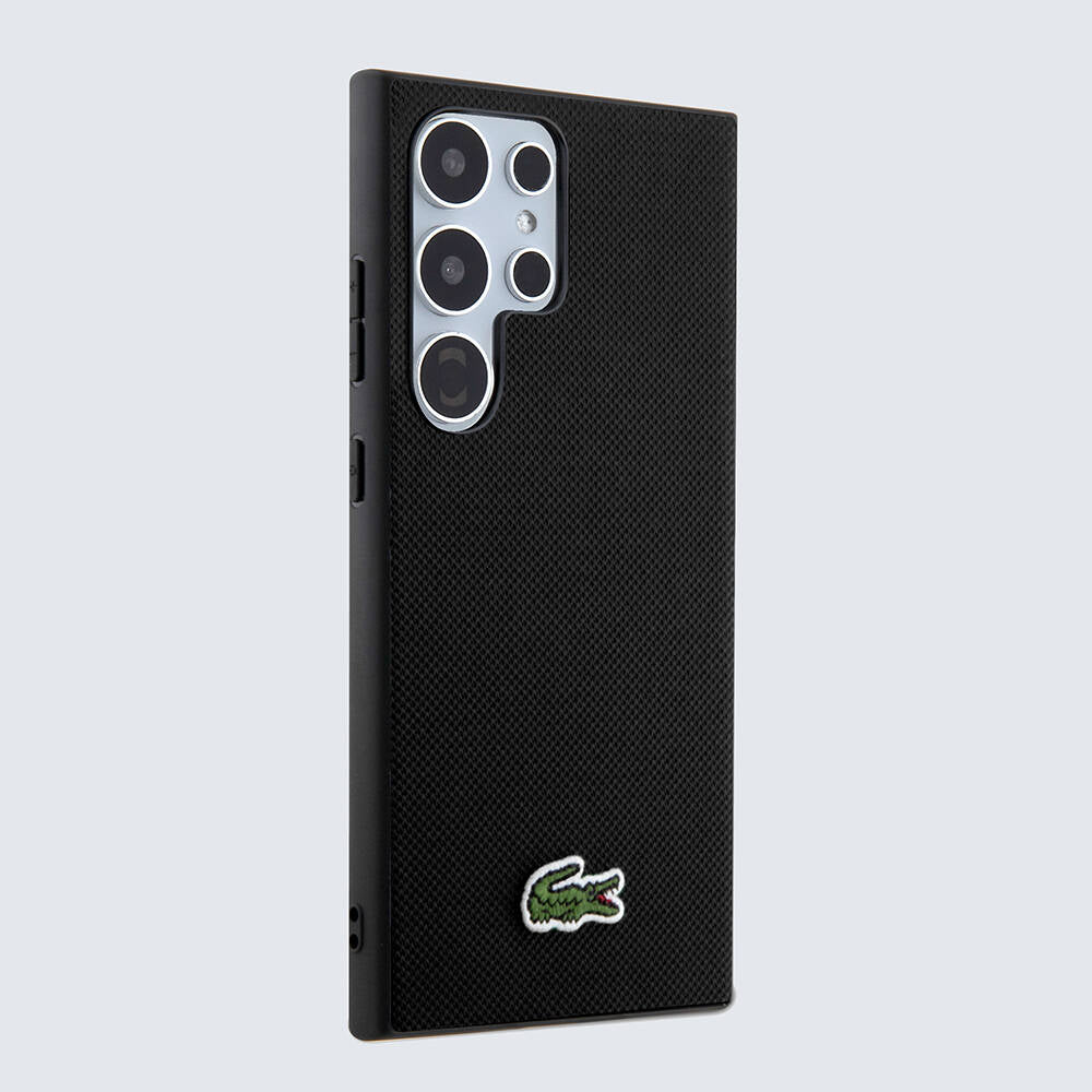 Galaxy S24 Ultra Case Lacoste Original Licensed PU Pique Patterned Back Surface Iconic Crocodile Woven Logo Cover Green