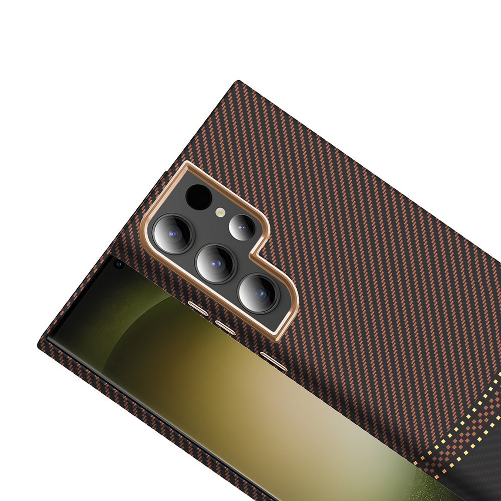 Galaxy S24 Ultra Case with M-safe Charging Function Carbon Fiber Look Zore Gros Cover Black